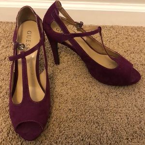 Guess suede t-strap heels